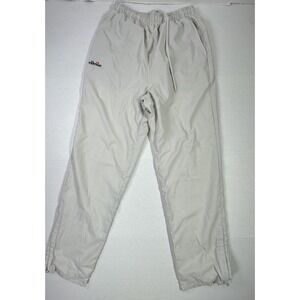 Ellesse Beige Track Pants Mens Medium Logo Embroidered Joggers Retro Streetwear